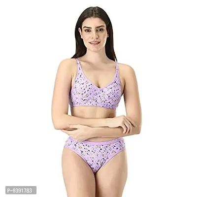 Benivogue Cotton Panty Cotton Bras Set for Girl's , Floral Printed Women Lingerie Innerwear Underwear Set for Everyday Use, Pure Cotton Bra  Penty-thumb0