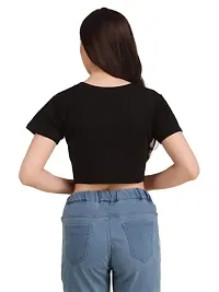 Benivogue Girls Crop Top in Solid Black Color| Hosiery Fabric Classic Fashion Top for Females-thumb2