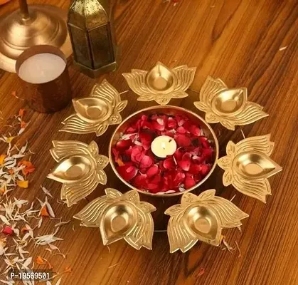 Urli Bowl Handcrafted (10 Inch) Kamal Diya Urli Bowl for Floating Flowers and T- Light Candles Diwali Home Decor Decoration Item.-thumb0