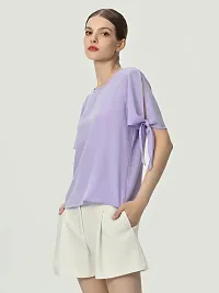 Designer Purple Polyester Solid Top For Women-thumb3