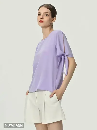 Designer Purple Polyester Solid Top For Women-thumb4
