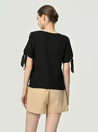 Designer Black Polyester Solid Top For Women-thumb1