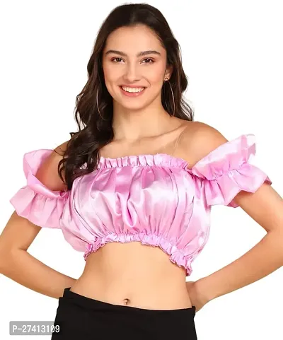 Designer Pink Satin Solid Top For Women-thumb0