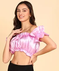 Designer Pink Satin Solid Top For Women-thumb1