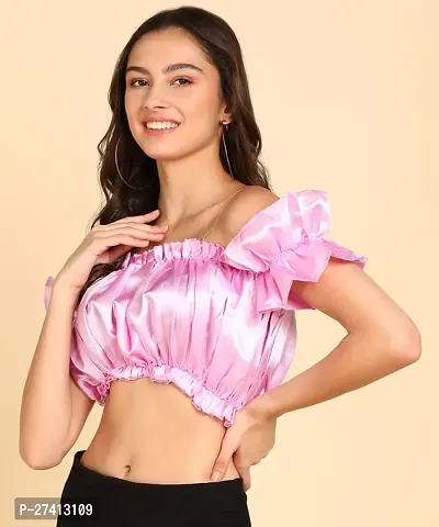Designer Pink Satin Solid Top For Women-thumb2
