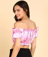 Designer Pink Satin Solid Top For Women-thumb3