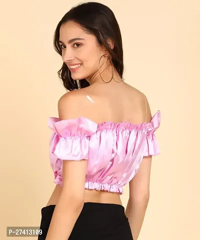 Designer Pink Satin Solid Top For Women-thumb4