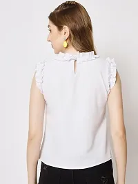 Designer White Polyester Solid Top For Women-thumb1