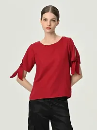 Designer Maroon Polyester Solid Top For Women-thumb3