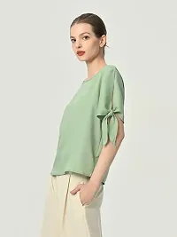 Designer Green Polyester Solid Top For Women-thumb2
