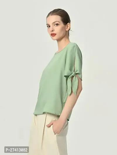 Designer Green Polyester Solid Top For Women-thumb3