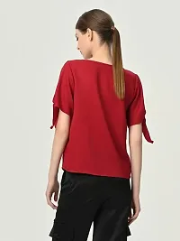 Designer Maroon Polyester Solid Top For Women-thumb2