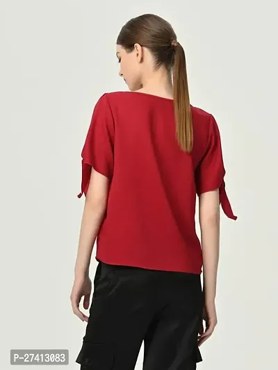 Designer Maroon Polyester Solid Top For Women-thumb3