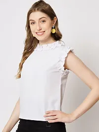 Designer White Polyester Solid Top For Women-thumb3