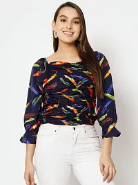 Designer Black Polyester Printed Top For Women-thumb1