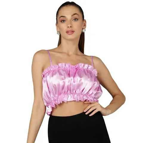 Designer Satin Solid Top For Women