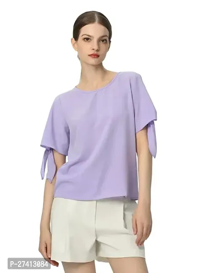 Designer Purple Polyester Solid Top For Women
