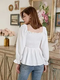 Designer White Polyester Solid Top For Women-thumb3