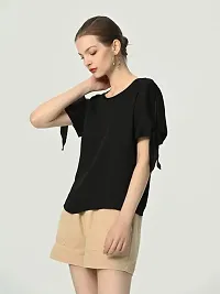Designer Black Polyester Solid Top For Women-thumb3