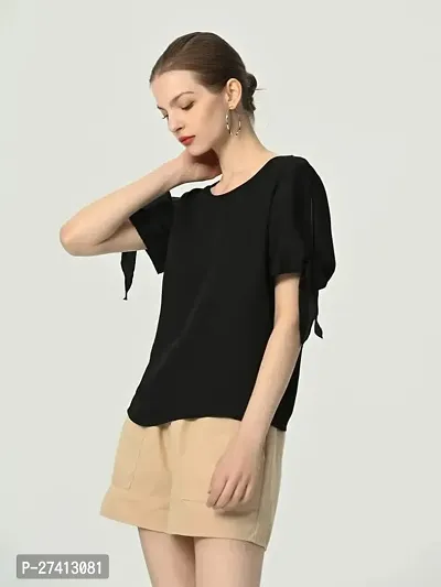 Designer Black Polyester Solid Top For Women-thumb4