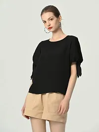 Designer Black Polyester Solid Top For Women-thumb2
