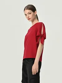 Designer Maroon Polyester Solid Top For Women-thumb1