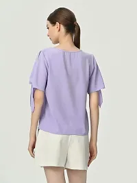 Designer Purple Polyester Solid Top For Women-thumb2