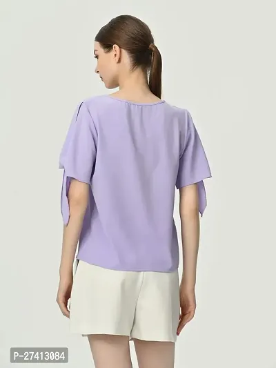 Designer Purple Polyester Solid Top For Women-thumb3