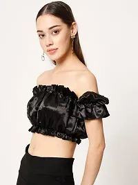 Designer Black Satin Solid Top For Women-thumb3