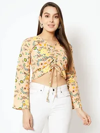 Designer Peach Polyester Printed Top For Women-thumb1