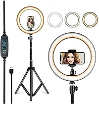 10 Selfie LED Ring Light, Phone Holder,7 Feet Long Stand 360 degree 1.5 meter long collar mic Kit Best for YouTube Makeup Camera for Beauty Parlor Saloon Studio Video Shooting-thumb2