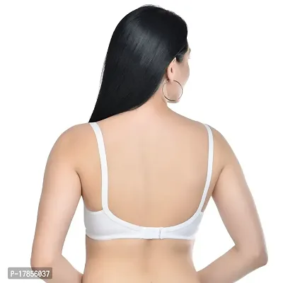 Stylish White Cotton Blend Solid Bras For Women-thumb4