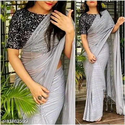 New Trendy Chiffon Saree with Sequin Blouse piece