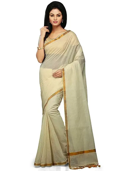 BENGAL HANDLOOM Women's Pure Saree with Jaquard Work with Blouse Piece