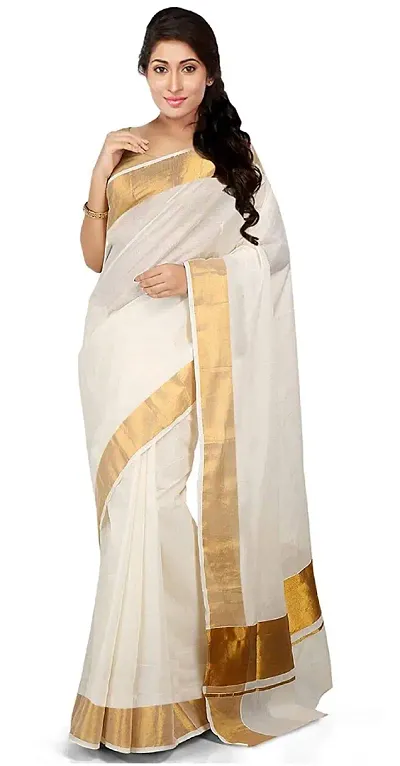 Stylish Kerala Kasavu Saree With Blouse Piece