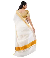 RSV FABRICS kerala kasavu cotton saree (WHITE)-thumb1