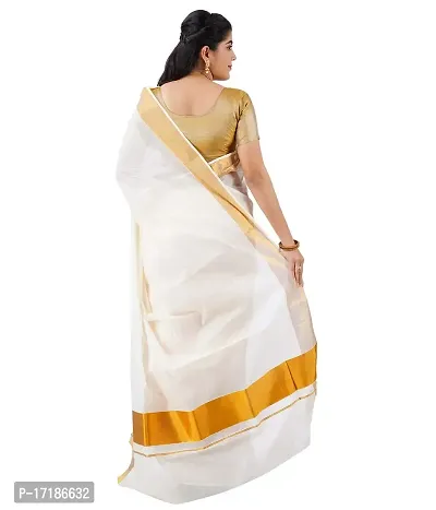 RSV FABRICS kerala kasavu cotton saree (WHITE)-thumb2