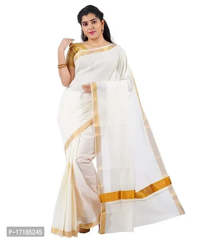 RSV FABRICS kerala kasavu cotton saree (BEIGE)