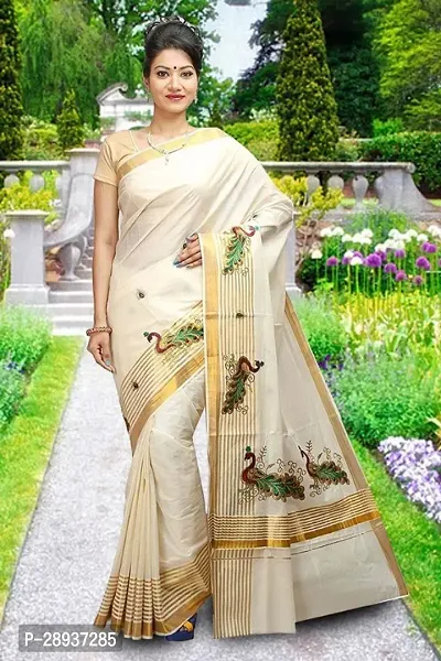 Trendy Kasavu Cotton Sarees With Blouse Piece