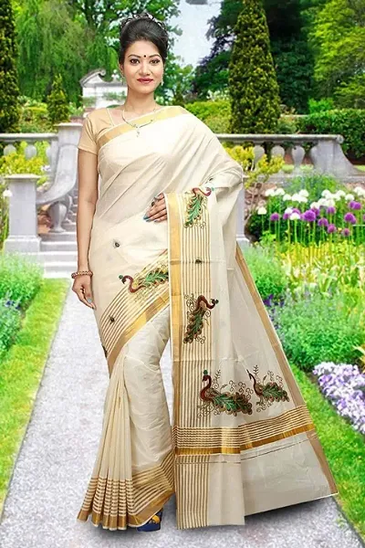 R SELVAMANI TEX Women's Saree With Blouse Piece (RST-105_Gold)