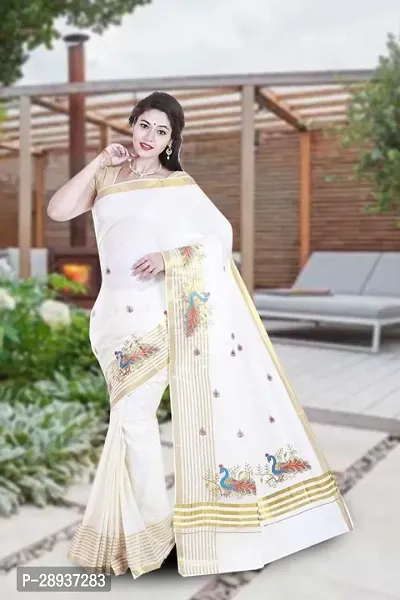 Trendy Kasavu Cotton Sarees With Blouse Piece-thumb0