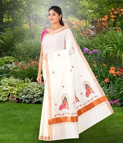 Trendy Kasavu Sarees With Blouse Piece