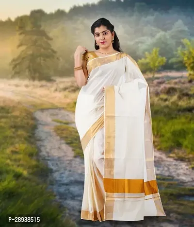 Trendy Kasavu Cotton Sarees With Blouse Piece-thumb0