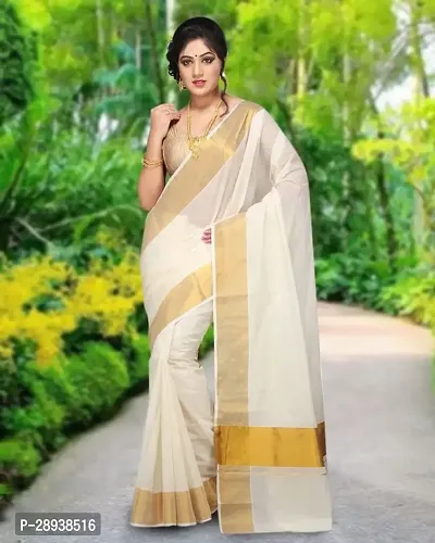 Trendy Kasavu Cotton Sarees With Blouse Piece-thumb0