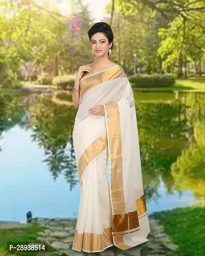 Trendy Kasavu Cotton Sarees With Blouse Piece-thumb0