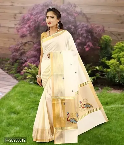 Trendy Kasavu Cotton Sarees With Blouse Piece