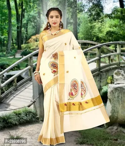 Trendy Kasavu Cotton Sarees With Blouse Piece