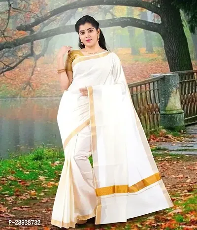 Trendy Kasavu Cotton Sarees With Blouse Piece-thumb0