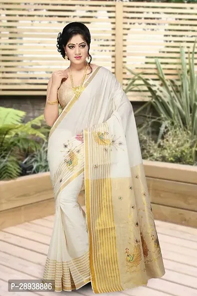 Trendy Kasavu Cotton Sarees With Blouse Piece