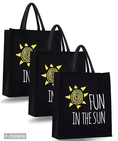 Stylish Black Canvas Printed Tote Bags For Women